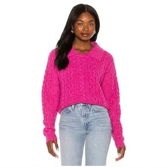 Free People | Every Cloud Pullover Sweater in Fuchsia Fizz, Preppy Coquette | L - Picture 2 of 13